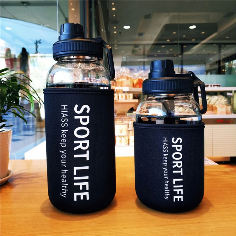 Outdoor Sport Glass Water Bottle - 700Ml/1000Ml Kapasitas Besar Portabel Botol Air