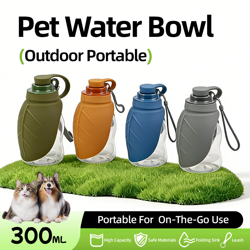 Outdoor Sport Glass Water Bottle - Botol Air Anjing Portabel Silikon, Mangkuk