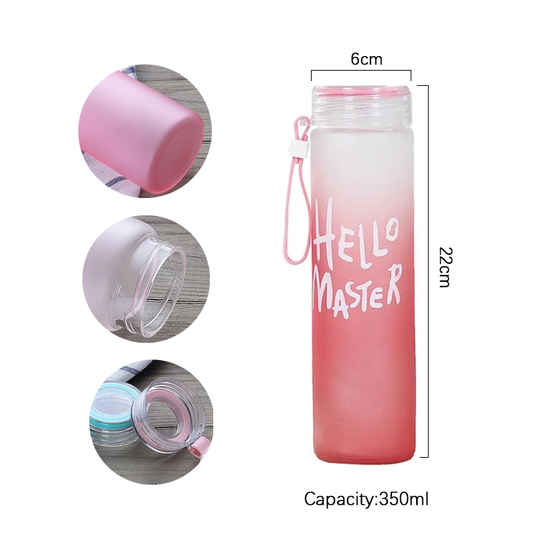 Outdoor Sport Glass Water Bottle - Tumbler Surat Silikon Olahraga 350ml Kaca