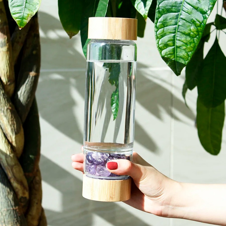 Botol Bijih Kristal Alami Diam - Outdoor Sport Glass Water Bottle ulasan dan harga