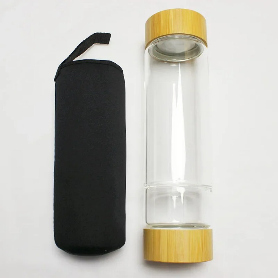 Botol Bijih Kristal Alami Diam - Outdoor Sport Glass Water Bottle ulasan dan harga
