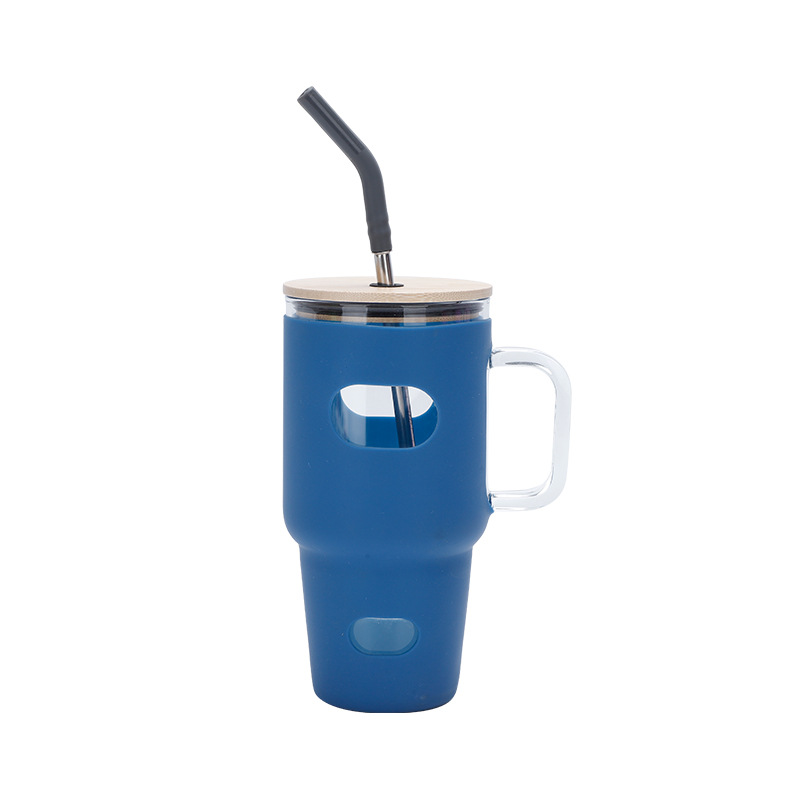 32Oz Tutup Bambu Kaca Silikon  - Outdoor Sport Glass Water Bottle ulasan dan harga